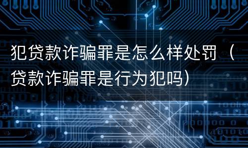 犯贷款诈骗罪是怎么样处罚（贷款诈骗罪是行为犯吗）