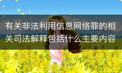 有关非法利用信息网络罪的相关司法解释包括什么主要内容