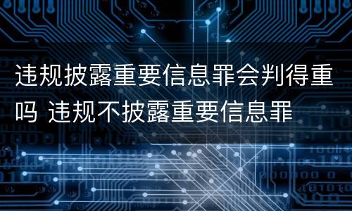 违规披露重要信息罪会判得重吗 违规不披露重要信息罪