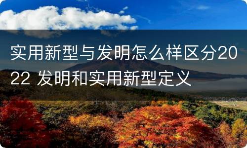 实用新型与发明怎么样区分2022 发明和实用新型定义