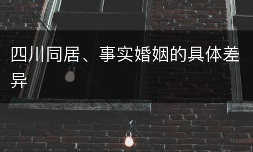 四川同居、事实婚姻的具体差异