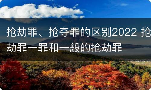抢劫罪、抢夺罪的区别2022 抢劫罪一罪和一般的抢劫罪