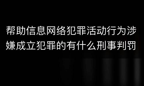 帮助信息网络犯罪活动行为涉嫌成立犯罪的有什么刑事判罚