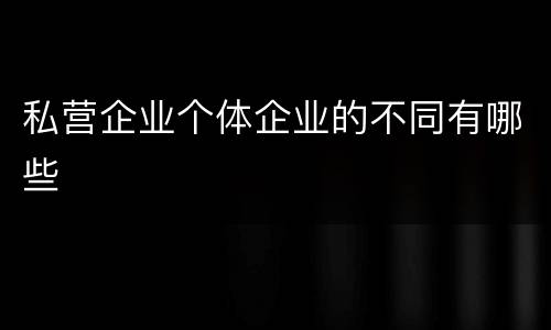 私营企业个体企业的不同有哪些