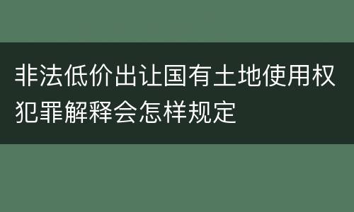 非法低价出让国有土地使用权犯罪解释会怎样规定