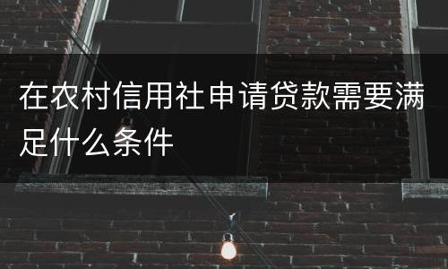 在农村信用社申请贷款需要满足什么条件