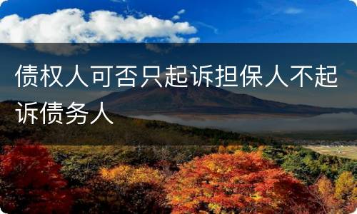 债权人可否只起诉担保人不起诉债务人