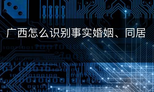 广西怎么识别事实婚姻、同居