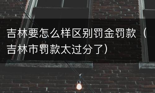 吉林要怎么样区别罚金罚款（吉林市罚款太过分了）