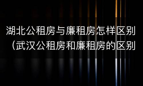 湖北公租房与廉租房怎样区别（武汉公租房和廉租房的区别）