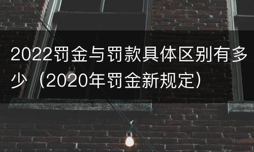 2022罚金与罚款具体区别有多少（2020年罚金新规定）