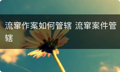 流窜作案如何管辖 流窜案件管辖