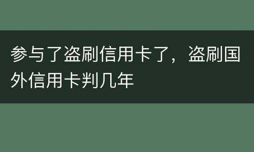 参与了盗刷信用卡了，盗刷国外信用卡判几年