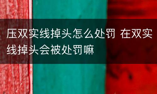 压双实线掉头怎么处罚 在双实线掉头会被处罚嘛