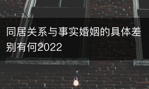 同居关系与事实婚姻的具体差别有何2022