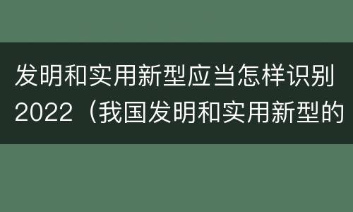 发明和实用新型应当怎样识别2022（我国发明和实用新型的标准）