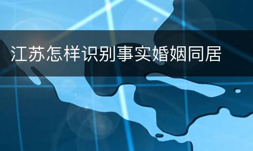 江苏怎样识别事实婚姻同居