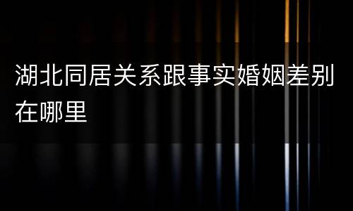 湖北同居关系跟事实婚姻差别在哪里