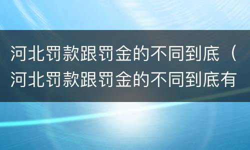 河北罚款跟罚金的不同到底（河北罚款跟罚金的不同到底有多少）