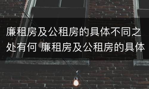 廉租房及公租房的具体不同之处有何 廉租房及公租房的具体不同之处有何影响