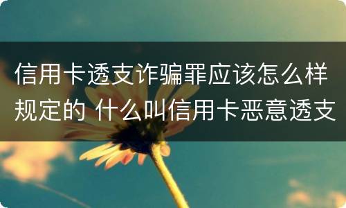 信用卡透支诈骗罪应该怎么样规定的 什么叫信用卡恶意透支诈骗罪