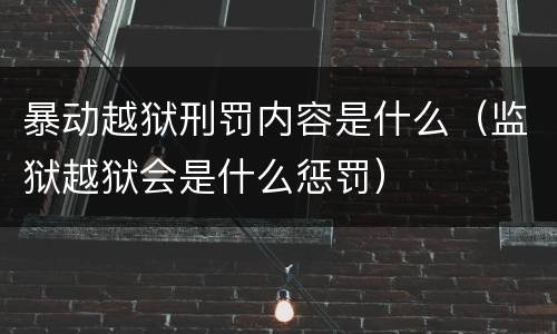暴动越狱刑罚内容是什么（监狱越狱会是什么惩罚）