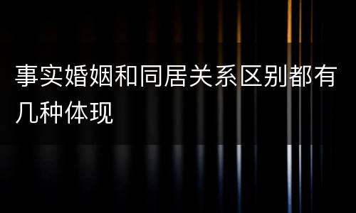 事实婚姻和同居关系区别都有几种体现