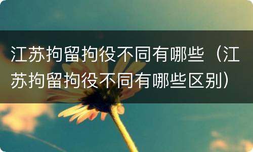 江苏拘留拘役不同有哪些（江苏拘留拘役不同有哪些区别）