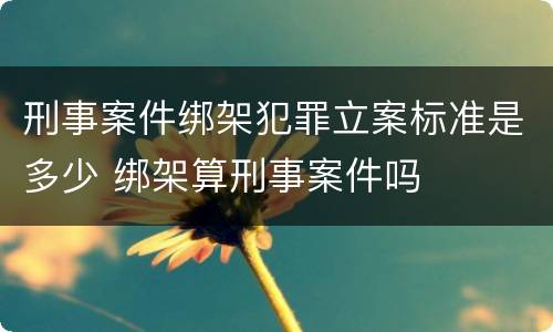 刑事案件绑架犯罪立案标准是多少 绑架算刑事案件吗