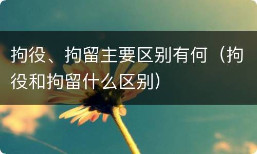 拘役、拘留主要区别有何（拘役和拘留什么区别）