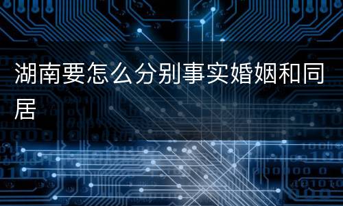 湖南要怎么分别事实婚姻和同居