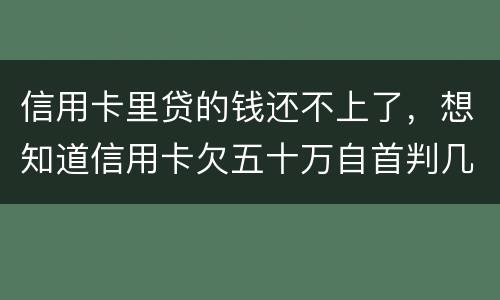 信用卡里贷的钱还不上了，想知道信用卡欠五十万自首判几年0