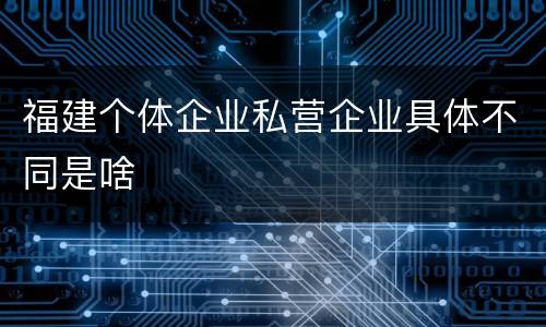 福建个体企业私营企业具体不同是啥