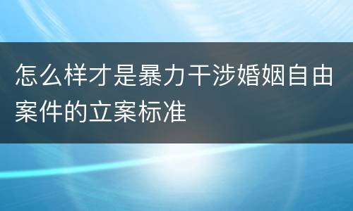 怎么样才是暴力干涉婚姻自由案件的立案标准