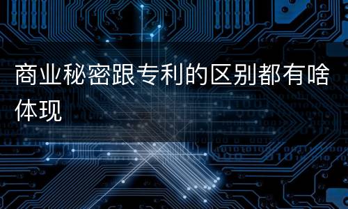 商业秘密跟专利的区别都有啥体现