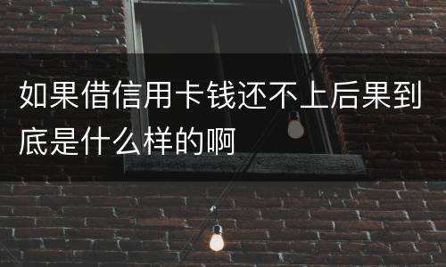 如果借信用卡钱还不上后果到底是什么样的啊