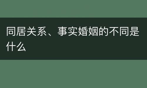 同居关系、事实婚姻的不同是什么