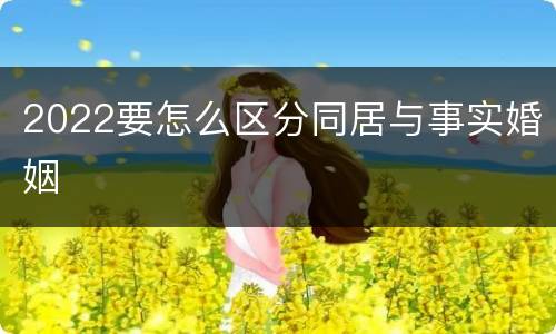 2022要怎么区分同居与事实婚姻