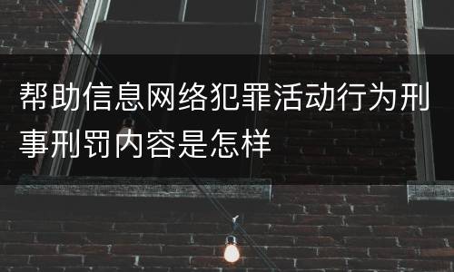帮助信息网络犯罪活动行为刑事刑罚内容是怎样