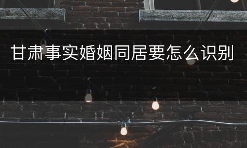 甘肃事实婚姻同居要怎么识别