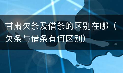甘肃欠条及借条的区别在哪（欠条与借条有何区别）