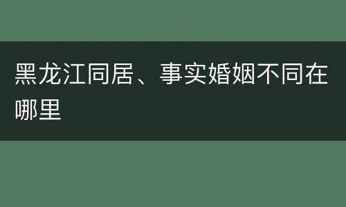 黑龙江同居、事实婚姻不同在哪里
