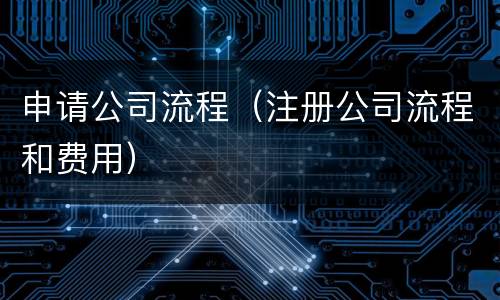 申请公司流程（注册公司流程和费用）