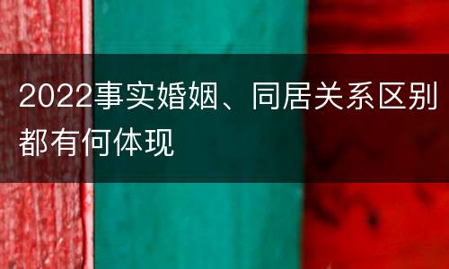 2022事实婚姻、同居关系区别都有何体现