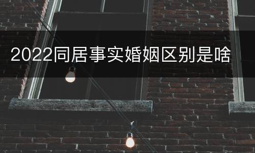 2022同居事实婚姻区别是啥