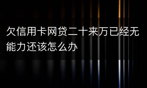 欠信用卡网贷二十来万已经无能力还该怎么办