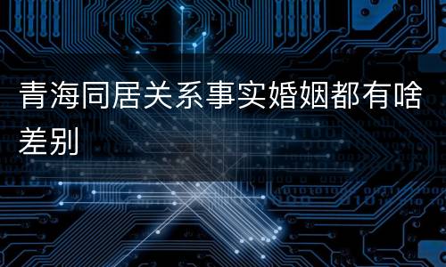 青海同居关系事实婚姻都有啥差别