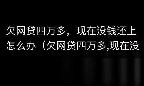 欠网贷四万多，现在没钱还上怎么办（欠网贷四万多,现在没钱还上怎么办呢）