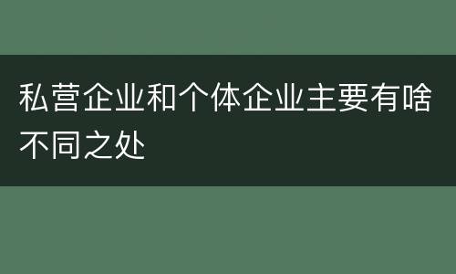 私营企业和个体企业主要有啥不同之处