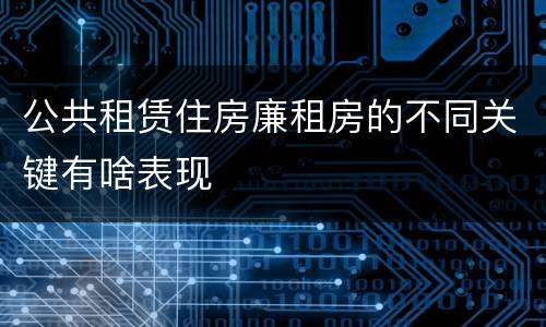 公共租赁住房廉租房的不同关键有啥表现